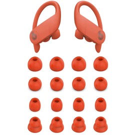 Rayker Ear Tips Compatible with Powerbeats Pro Headphone,Soft Silicone Earbud Tips Eartips, S/M/L/Double Flange Sizes Include, Compatible with Powerbeats Pro Headphones PB Pro, 8 Pairs, Lava Red