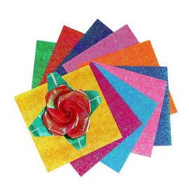 50 Sheets Origami Paper 6"x6" Square Glitter Shiny Single Sided Folding Paper for Art and Craft Kids Handmade DIY Accessories