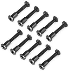 Jersvimc 10 Pair(20 Piece) M6x35mm Hex Drive Socket Cap Bolt with Allen Wrench, Black Furniture Connector Bolts M6 Countersunk Screw Barrel Nuts Binding Screws for Crib Replacement Belt Cabinet