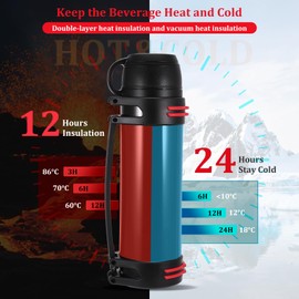 Hangrow Vacuum Insulated Bottle, Large Capacity Stainless Steel Vacuum Insulated Flask for Hot and Cold Drinks, Travel Flask Drink Flasks Food Soup Flask (Black, 2000ml)