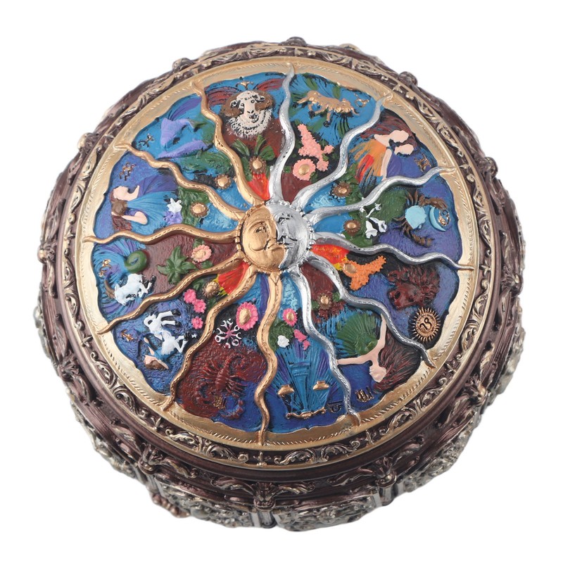 Vintage Music Box with 12 Constellations Rotating Goddess Twinkling LED