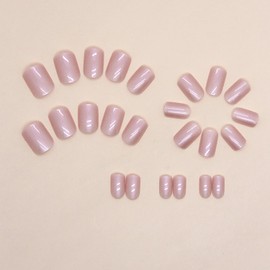 Square Press On Nails Short Fake Nails Acrylic Nails Press Ons Glossy Pink False Nails With Artificial Glossy Designs Full Cover Glue On Nails Short Stick On Nails For Women Girls