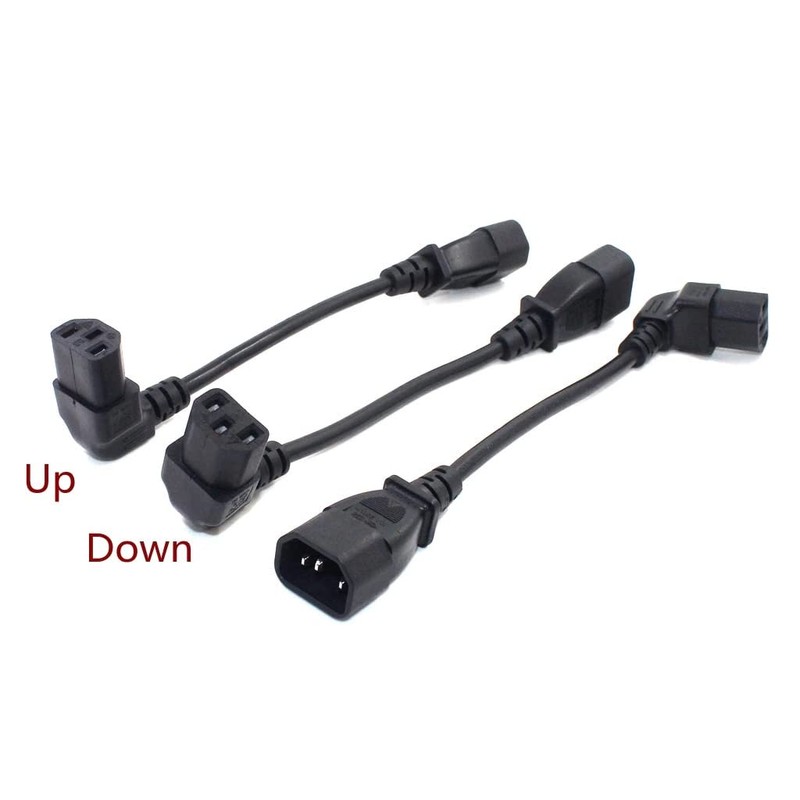 Toptekits C14 to Angled C13 Power Cords - 2ft/60cm, Down