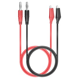 Juego de cables de 4 mm para conectores de cocodrilo y pinzas de cocodrilo de cobre, 2 unidades, color rojo y negro