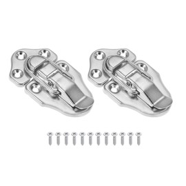 PATIKIL Retro Style Duckbilled Toggle Hasp Latch, 2 Pack Small Metal Vintage Box Toggle with Mounting Screw for Jewelry Cabinet Wooden Ordinary Box Crafts, Silver