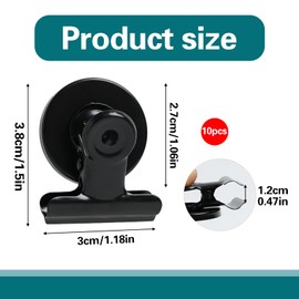 SopwMap Pack of 10 Strong Black Magnets with Clip, Fridge Magnetic Clips, 31 mm, Magnetic Clips for Fridge, Office, School and Kitchen