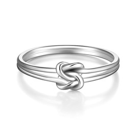 Ever Faith Dainty Double Heart Rings for Mother's Day/Valentines Day/Christmas, 925 Sterling Silver Mother Daughter Best Friend Irish Celtic Knots Wedding Promise Band Ring Size Q