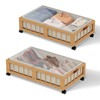 efluky 2-Pack Bamboo Under Bed Storage Containers with Wheels, Under