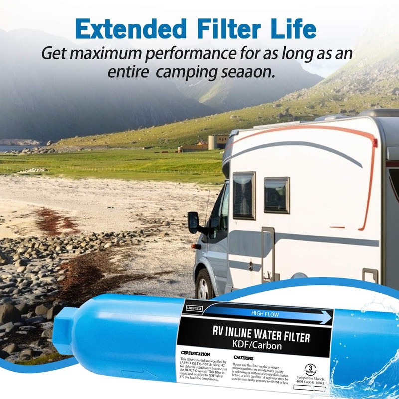 Lifefilter RV Inline Water Filter with Solid Brass 90 Degree