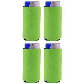 Blank 8.4 oz. Neoprene Collapsible Mini Slim Coolie (4, Bright Green)