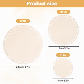 sdhiiolp 5 Pcs Wooden Basket Bottom Wooden Crochet Bag Bottom Crochet Basket Base Blank Crochet Base Wooden Base Shaper for DIY Chirstmas Basket Weaving Crochet Supplies 10/15/20cm