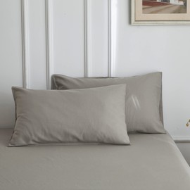 Simple&Opulence Linen and Cotton Blend Cushion Covers, Hotel Quality, Pack of 2, Breathable Cushion Covers with Envelope Closure, Durable Pillow Protector, Light Grey, 40 x 80 cm