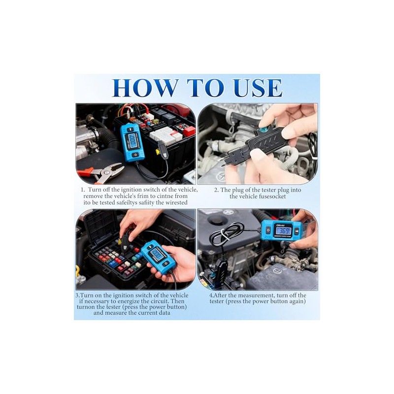 Automotive Circuit Fault Probe Tester, 20A 48V-High-Precision Current Tester, 2-in-1