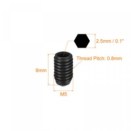 sourcing map Ball Point Set Screws, 10pcs M5 x 8mm High Carbon Steel Metric Spring Hex Socket Grub Screw