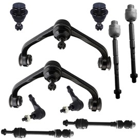 DJGAA 10PC Front Upper Control Arm And Ball Joint Assembly Sway Bar Link Outer Inner Tie Rod Lower Ball Joint for Dodge Dakota 2005-2010, for Mitsubishi Raider 2006-2009, for Ram Dakota 2011-2011