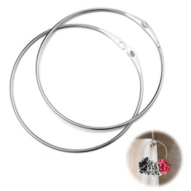 Namalu Warenring Key Ring Versatile Metal Ring High Quality Steel Goods Ring with Hook Quick Release Large Steel Ring for Hanging Keys Clothes Bag, silver