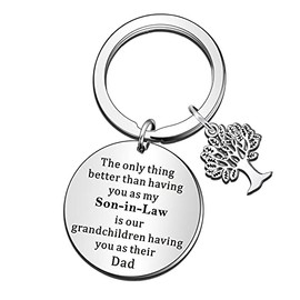 QMVMV Son-in-Law Gifts Son in Law Keyring The Only Thing Better Than Having You As Son-in-Law is Our Grandchildren Having You As Dad Christmas Birthday Wedding Gift