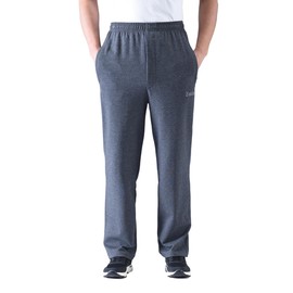 Zoulee Men's Casual Cotton Jogger Sweatpants Zipper Front Pants Medium Thick Dark Grey 2XL