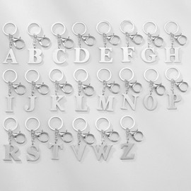 JQWL Initial Letter A-Z Keychain, Silver Metal Alphabet Charm, Decorative Bag Accessory, Sliver, H