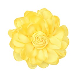 Dainty Satin Rose Flower Brooches for Women Dress Hats Large 4.3 Inch Statement Floral Hair Clips Wedding Accessory (Yellow)