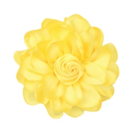 Dainty Satin Rose Flower Brooches for Women Dress Hats Large 4.3 Inch Statement Floral Hair Clips Wedding Accessory (Yellow)