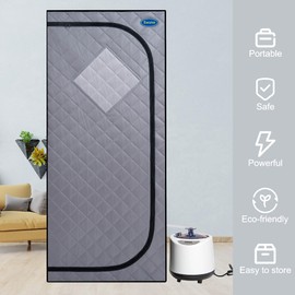 SALUSHEAT Portable Steam Sauna, Portable Sauna Box for Home, Personal Sauna Tent with 9 Levels Heat, 2.2L/1000W Steamer, Folding Chair, Remote Control, 29.1" x 29.1" x 66.5"
