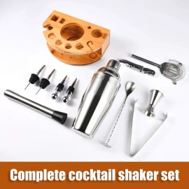 Esmula Bartender Kit with Stylish Bamboo Stand, 12 Piece 25oz Cocktail Shaker Set fo...