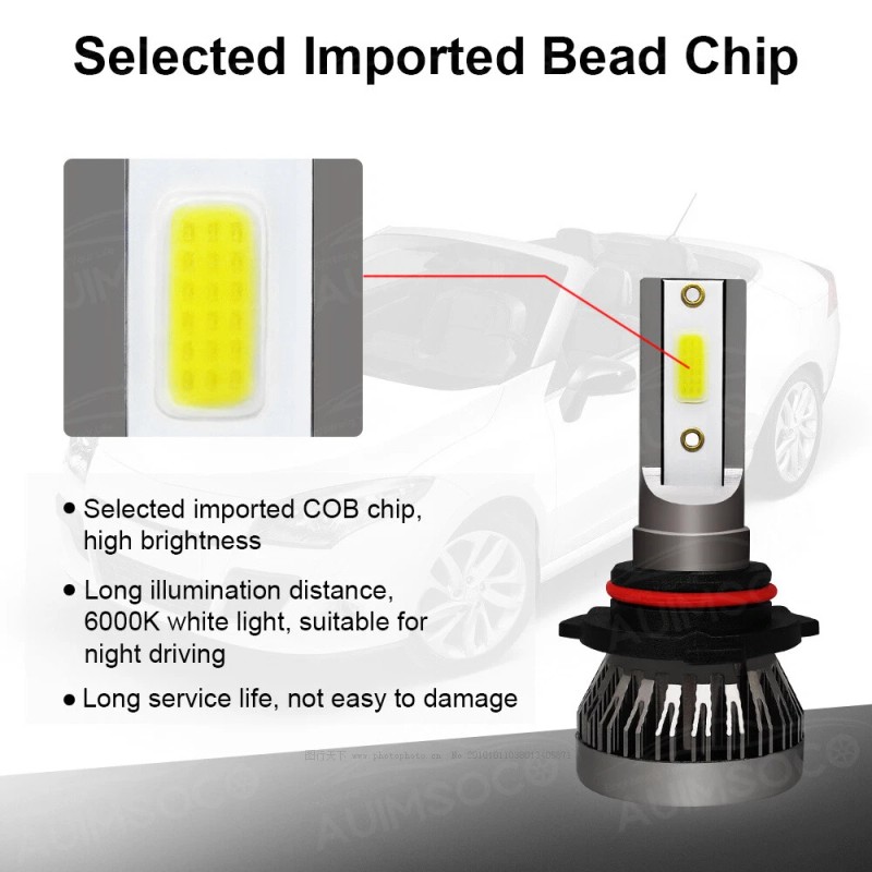 AUIMSOCO 6X 9005 9006 880 6000K Combo LED Headlight Fog
