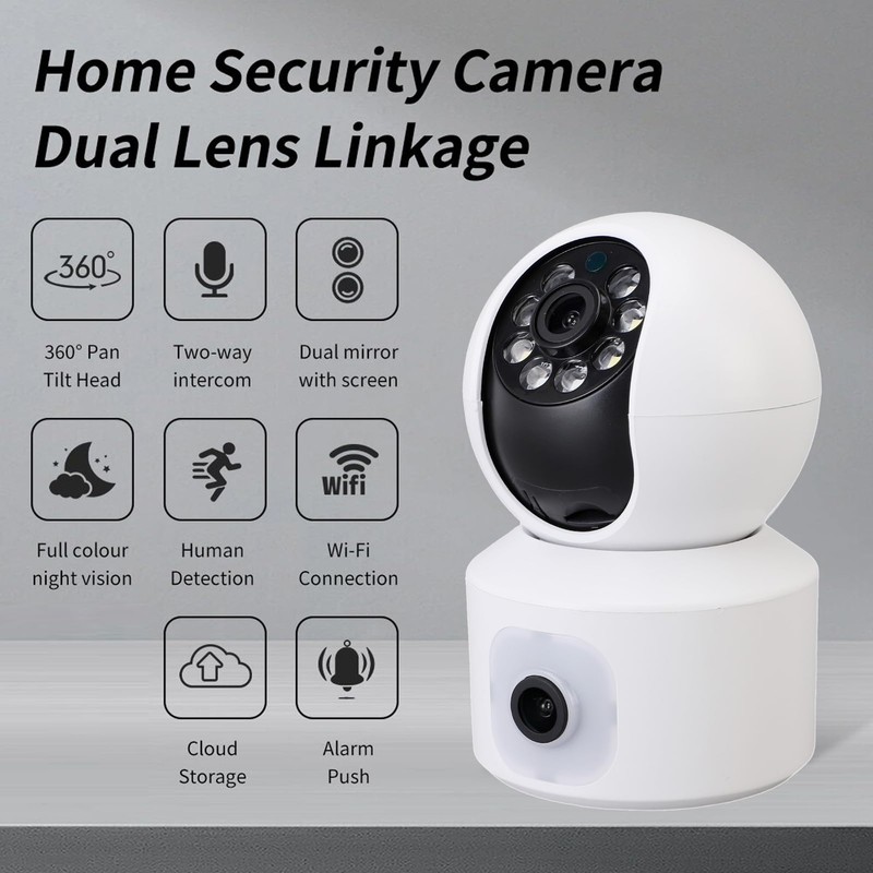 Denash Dual Lens Security Camera, 1080P HD Wireless with 355°