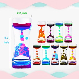 MATIRISE Liquid Motion Bubbler Timers Pack of 10 Liquid Bubbler Colorful Hourglass for Sensory Play,Relaxing Calming Fidget Toys for Anxiety Autism ADHD,Office Home Desktop Decor