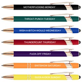 Riomijun Funny Ballpoint Pens 7 Pack – Sarcastic Days of the Week Pen Set