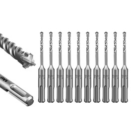 SALI SDS Plus Rotary Hammer Drill Bit 10 Pcs 5/32"*4" Concrete Drill Bit Kit Cross-Type Double Thread Carbide Material Suitable for Concrete, Brick, Cement Walls, Stone, Hammer Drill Bits for Concrete