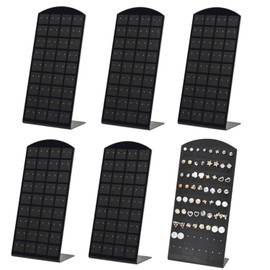 Earring Holders, 6 Pieces 72 Holes Stud Earrings Holder Organiser Black Earring Holder Organiser Jewellery Stand Earring Stand Display L-shaped Earring Jewellery Display for Earring Jewellery, Black