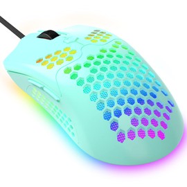 KUIYN 383 PRO M5 Ultralight Wired Gaming Mouse, Lightweight Honeycomb Shell, Pixart PAW3325, 6 Adjustable DPI 12000, 26 RGB Breathing Mice with Backlight, 65g, Optical USB Mice Model