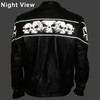 Premium Cowhide Leather Motorcycle Jacket With Reflective Skull (M)