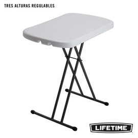 Lifetime 80251 Adjustable Folding Laptop Table TV Tray, 26 Inch, White Granite