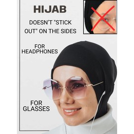 VeilWear Innovative Instant Hijab with Openings for Glasses and Headphones, Sport head scarf, ready to wear muslim accessories for women (black)
