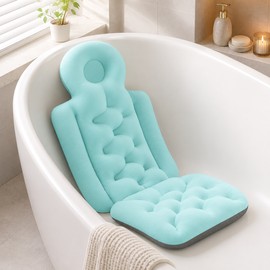 Full Body Bath Pillow for Neck and Back Support – Waterproof Non-Slip Bathtub Cushion for Comfortable Home Spa Relaxation