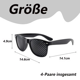 4 Stück Augentrainer Lochbrille, Lochbrille für Augentraining Original Rasterbrille Augentraining bei Kurz- Weitsichtigkeit für Erwachsene Kinder, Schwarze Rasterbrille,Gitterbrille mit Faltbaren Büge
