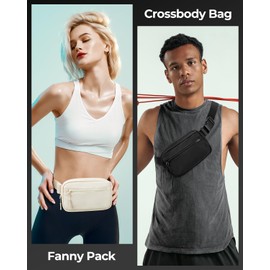 CHOLISS 1L Belt Bag for Women and Men, Small Crossbody Fanny Packs with Extended Strap, Fashion Waist Packs, Black