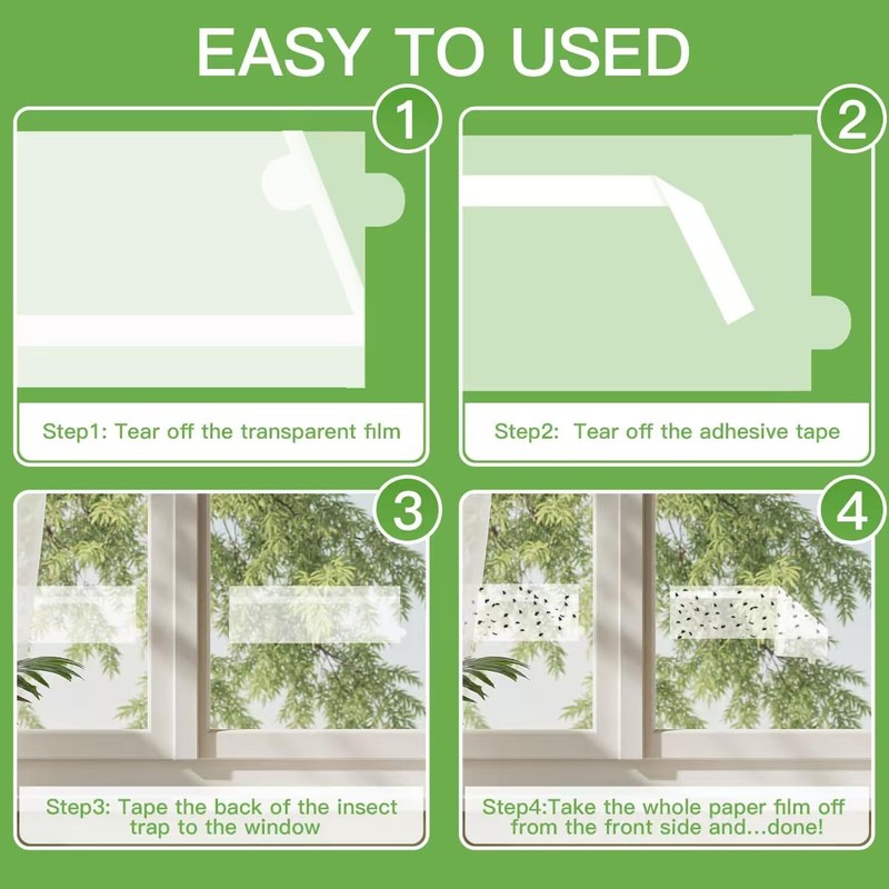 60 Pack Window Fly Traps, Clear Sticky Insect Catchers for