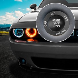 X AUTOHAUX Car Engine Start Stop Push Start Button Cover Trim Sticker Kit Black