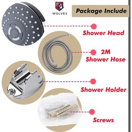 HOUSLER® Multi Function Shower Head, 2 Meter Long Stainless Steel Hose