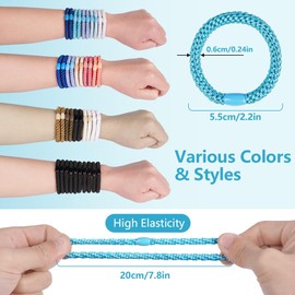 AUAUY Pack of 15 Elastic Hair Bobbles, Braided No Pull or Damage Ponytail Holder, Stylish Elastic Hair Bands for Women and Girls (Blue Series)