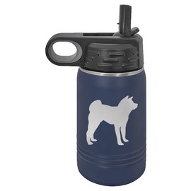 Akita Dog Insulated Water Bottle | Stainless Steel | Akita Dog Lover | Akita Gifts (12 oz, Navy)