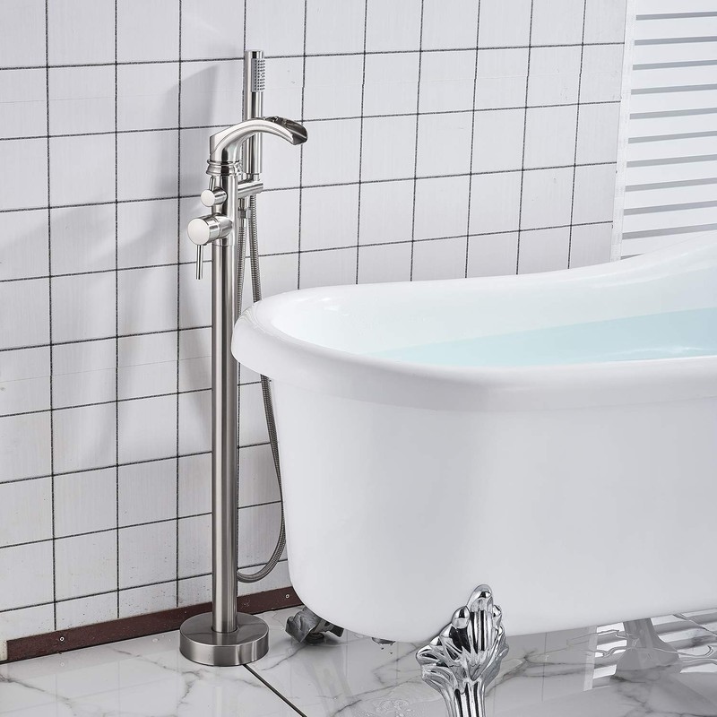 Senlesen Bathroom Single Handle Freestanding Bathtub Faucet Floor Mounted Waterfall