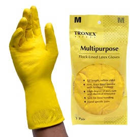 TRONEX 12 Pairs 12" Multipurpose Flock-Lined Kitchen Latex Gloves, Heavy Duty Cleaning Gloves