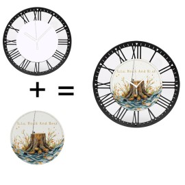 25cm Lodge or Cabin Decor Iron Clock with Rustic Roman Numeral Dialsheet size: 10 inch, color: White
