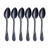 Black Dessert Spoon Set, Seeshine 6.5-inch Stainless Steel Shiny Black