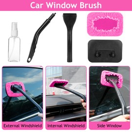 THINKWORK Pink Car Duster Interior Kit, Perfect Car Detailing Brush Kit for Cleaning Windows,Windshield,Dashboard and Air Vents Suitable for All Cars